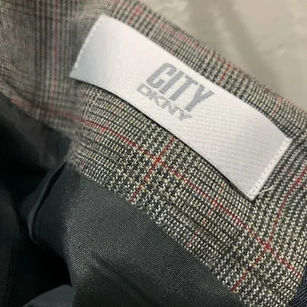 Dkny wool blend plaid ruffled skirt grey tan size 2